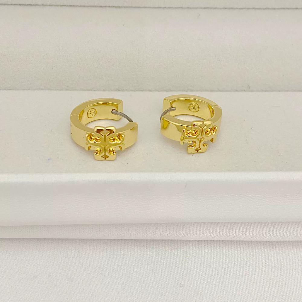 Tory Burch Enamel Letter Inlaid Metal Earrings